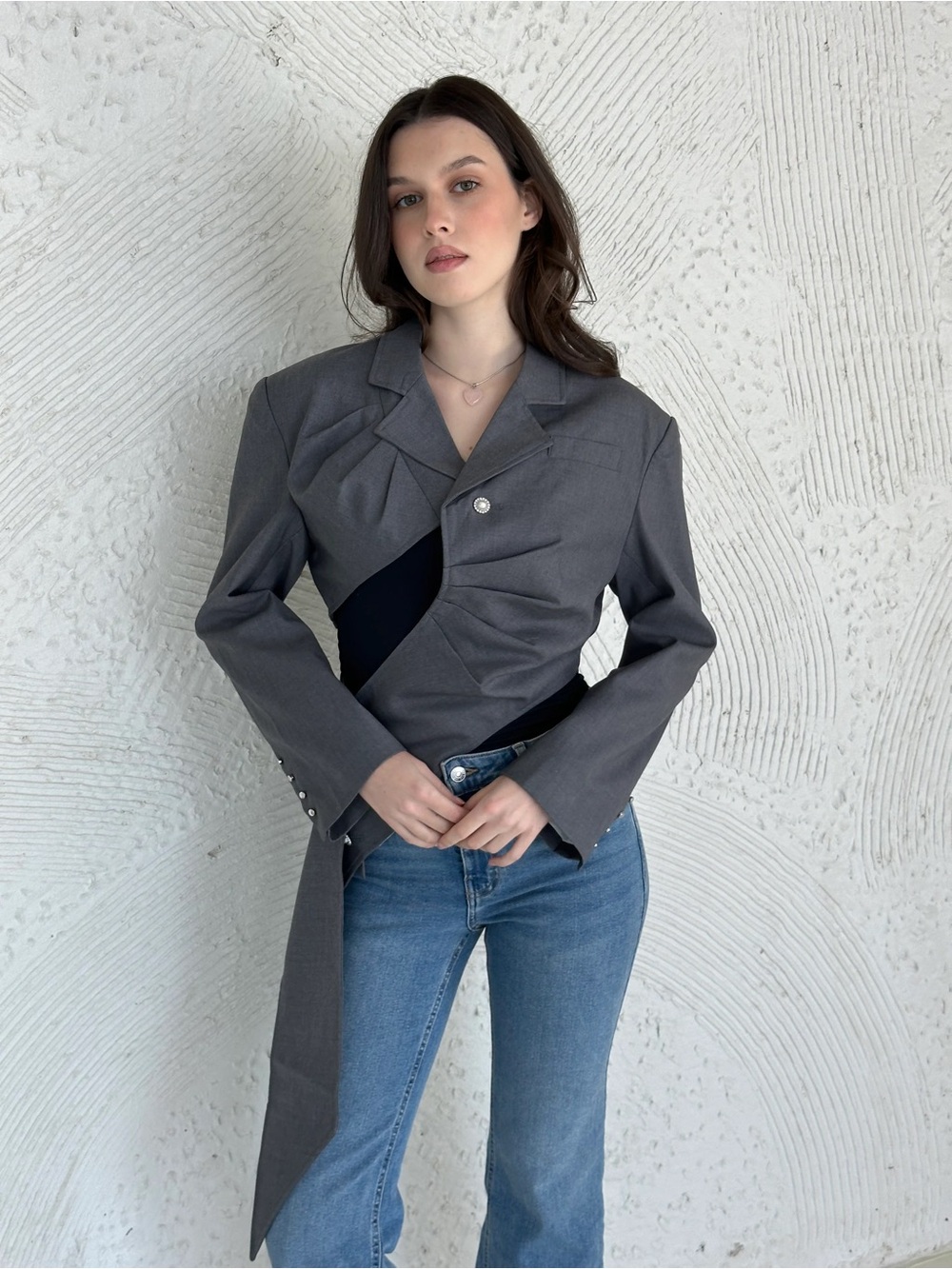Asymmetrical Gray Blazer - Picture 2 of 7